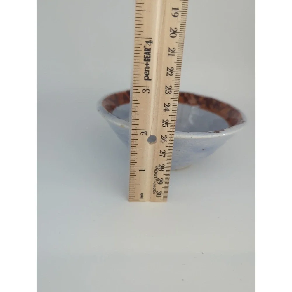 Tonala Mexican Pottery Signed Blue Brown Bird Bowls Set of 2 Handmade Ceramic